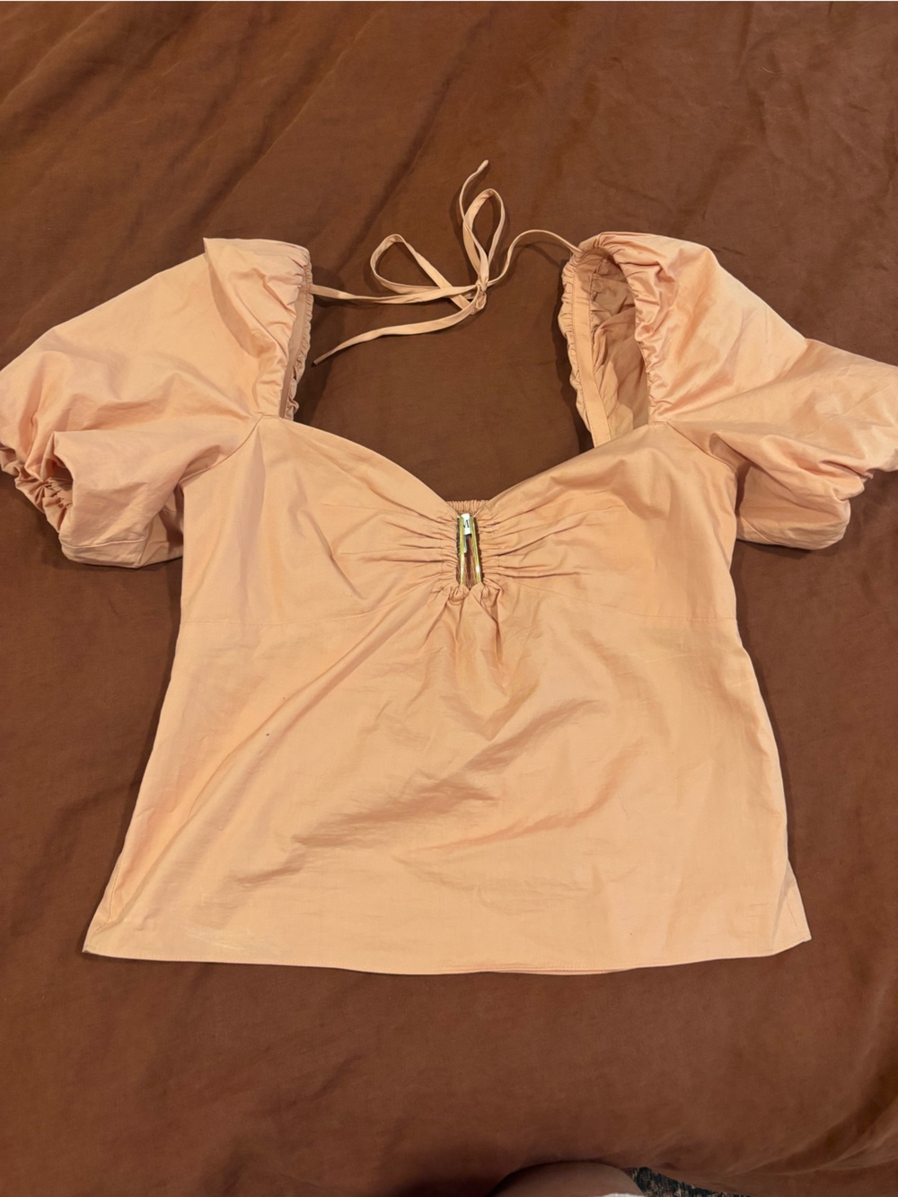 INTERMIX Peach Off-Shoulder Tie-Front Top